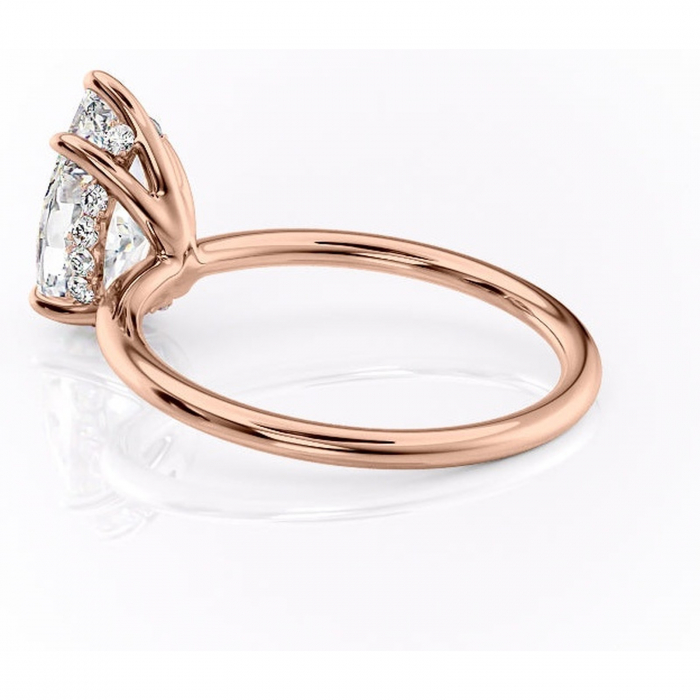 Inel de logodnă Opal din aur Rose 14kt cu moissanite tăietură pară – Solitar rafinată pentru profil jos | Personalizează și configurează gratuit online [5]