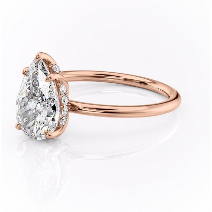 Inel de logodnă Opal din aur Rose 14kt cu moissanite tăietură pară – Solitar rafinată pentru profil jos | Personalizează și configurează gratuit online [7]