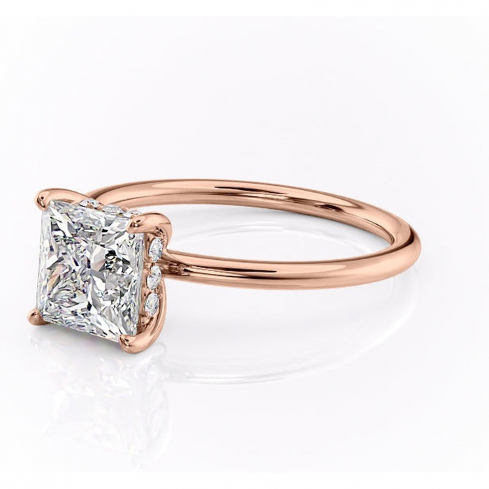 Inel de logodnă Opal din aur Rose 18kt cu moissanite tăietură princess – Solitar rafinată pentru profil jos | Personalizează și configurează gratuit online [7]