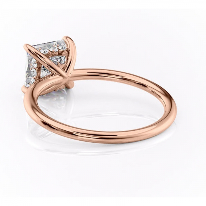 Inel de logodnă Opal din aur Rose 18kt cu moissanite tăietură princess – Solitar rafinată pentru profil jos | Personalizează și configurează gratuit online [4]