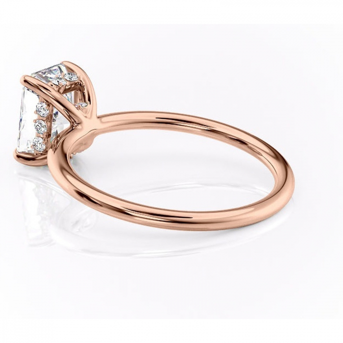 Inel de logodnă Opal din aur Rose 14kt cu moissanite tăietură radiantă – Solitar rafinată pentru profil jos | Personalizează și configurează gratuit online [5]