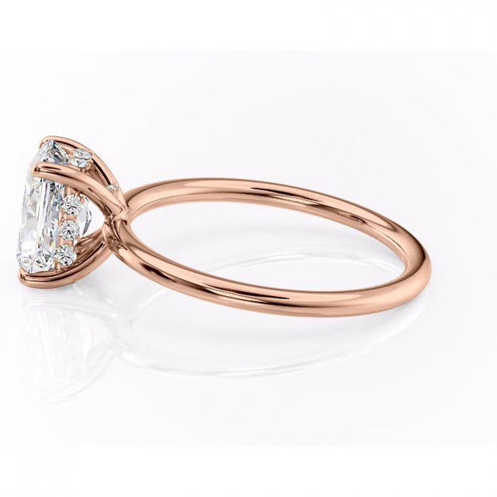Inel de logodnă Opal din aur Rose 14kt cu moissanite tăietură radiantă – Solitar rafinată pentru profil jos | Personalizează și configurează gratuit online [6]