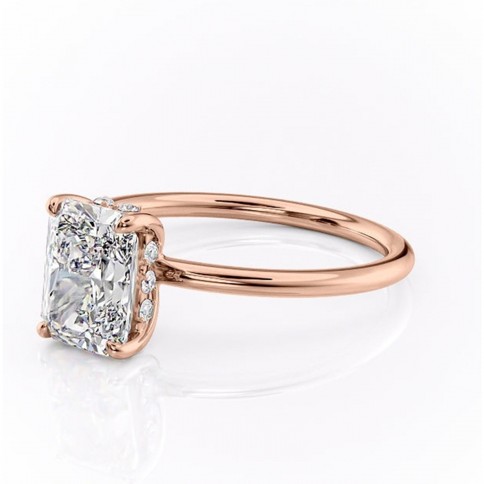 Inel de logodnă Opal din aur Rose 14kt cu moissanite tăietură radiantă – Solitar rafinată pentru profil jos | Personalizează și configurează gratuit online [7]