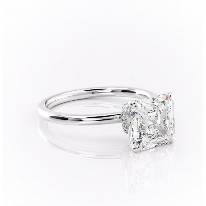 Inel de logodnă Ophelia din aur Alb 14kt cu moissanite tăietură asscher – Solitar rafinată pentru profil înalt | Personalizează și configurează gratuit online [1]