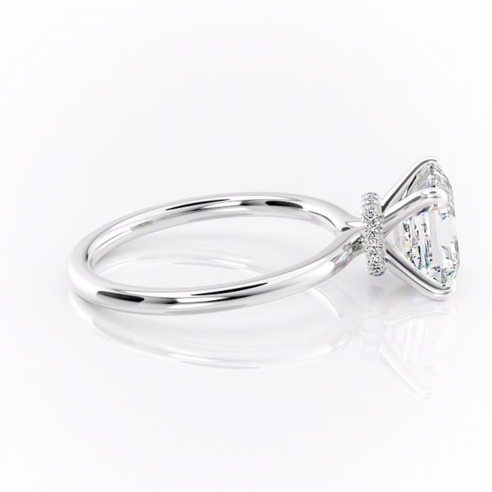 Inel de logodnă Ophelia din aur Alb 14kt cu moissanite tăietură asscher – Solitar rafinată pentru profil înalt | Personalizează și configurează gratuit online [2]