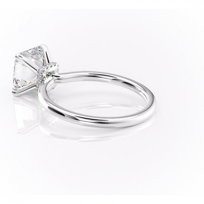 Inel de logodnă Ophelia din aur Alb 14kt cu moissanite tăietură asscher – Solitar rafinată pentru profil înalt | Personalizează și configurează gratuit online [5]