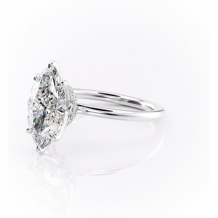 Inel de logodnă Ophelia din aur Alb 14kt cu moissanite tăietură marquise – Solitar rafinată pentru profil înalt | Personalizează și configurează gratuit online [7]
