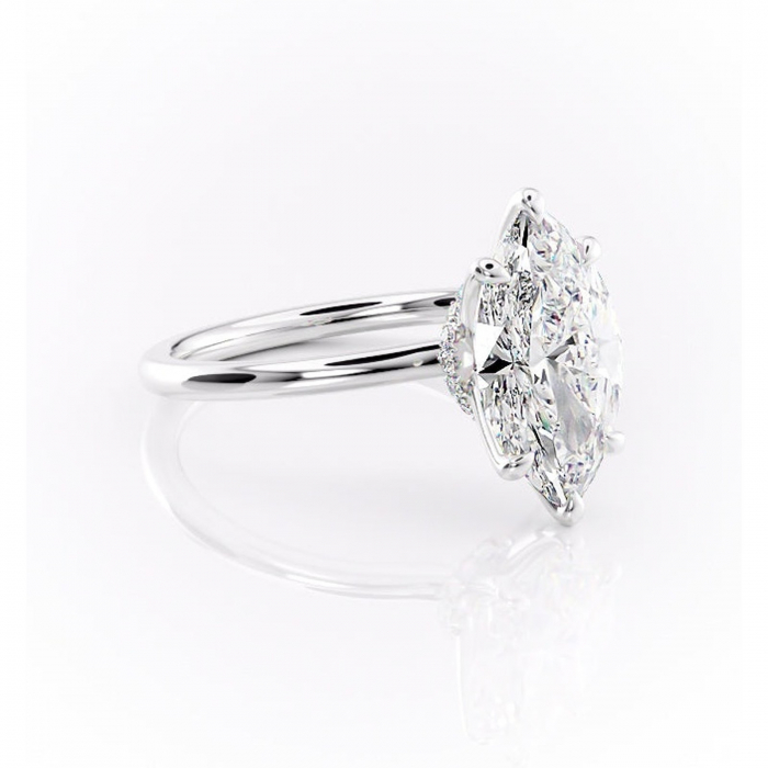 Inel de logodnă Ophelia din aur Alb 14kt cu moissanite tăietură marquise – Solitar rafinată pentru profil înalt | Personalizează și configurează gratuit online [1]