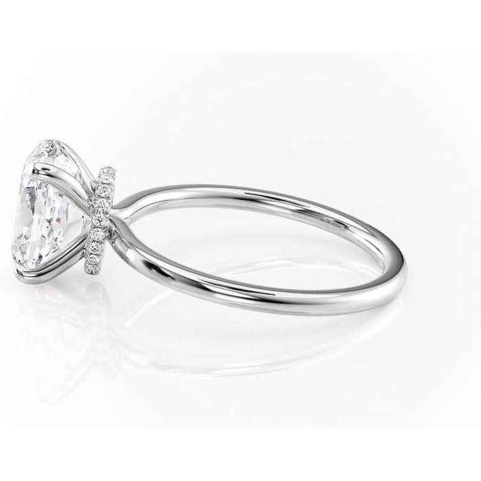 Inel de logodnă Ophelia din aur Alb 14kt cu moissanite tăietură ovală – Solitar rafinată pentru profil înalt | Personalizează și configurează gratuit online [6]