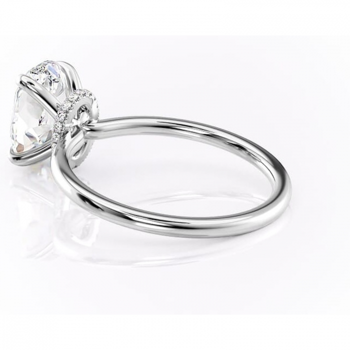 Inel de logodnă Ophelia din aur Alb 14kt cu moissanite tăietură ovală – Solitar rafinată pentru profil înalt | Personalizează și configurează gratuit online [5]