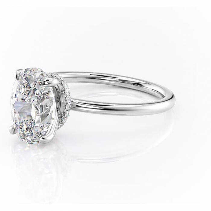 Inel de logodnă Ophelia din aur Alb 14kt cu moissanite tăietură ovală – Solitar rafinată pentru profil înalt | Personalizează și configurează gratuit online [7]