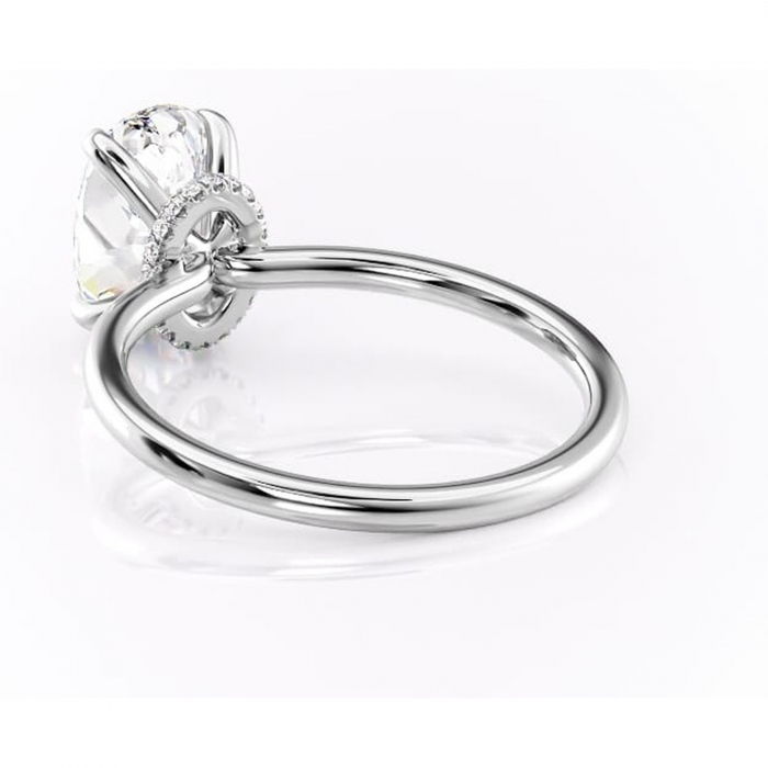 Inel de logodnă Ophelia din aur Alb 14kt cu moissanite tăietură ovală – Solitar rafinată pentru profil înalt | Personalizează și configurează gratuit online [4]