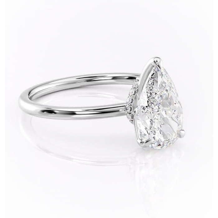 Inel de logodnă Ophelia din aur Alb 14kt cu moissanite tăietură pară – Solitar rafinată pentru profil înalt | Personalizează și configurează gratuit online [1]