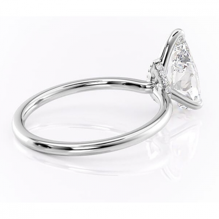 Inel de logodnă Ophelia din aur Alb 14kt cu moissanite tăietură pară – Solitar rafinată pentru profil înalt | Personalizează și configurează gratuit online [3]