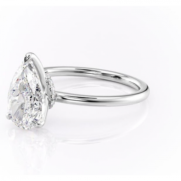 Inel de logodnă Ophelia din aur Alb 14kt cu moissanite tăietură pară – Solitar rafinată pentru profil înalt | Personalizează și configurează gratuit online [7]