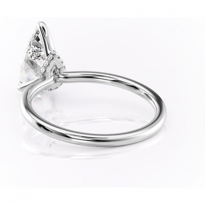 Inel de logodnă Ophelia din aur Alb 14kt cu moissanite tăietură pară – Solitar rafinată pentru profil înalt | Personalizează și configurează gratuit online [4]