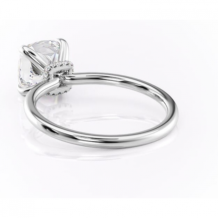 Inel de logodnă Ophelia din aur Alb 14kt cu moissanite tăietură pernă – Solitar rafinată pentru profil înalt | Personalizează și configurează gratuit online [4]