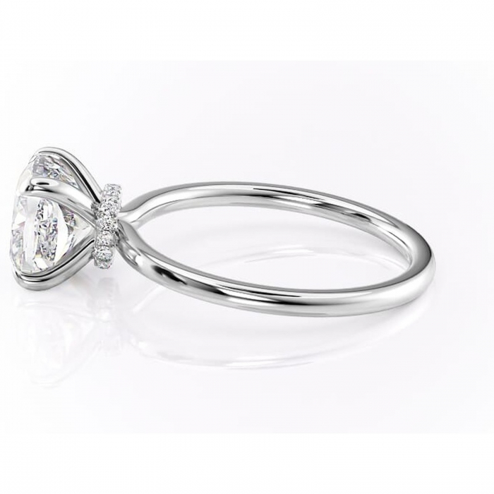 Inel de logodnă Ophelia din aur Alb 14kt cu moissanite tăietură pernă – Solitar rafinată pentru profil înalt | Personalizează și configurează gratuit online [6]