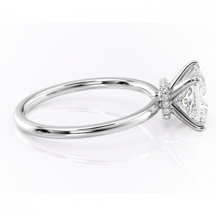 Inel de logodnă Ophelia din aur Alb 14kt cu moissanite tăietură princess – Solitar rafinată pentru profil înalt | Personalizează și configurează gratuit online [2]