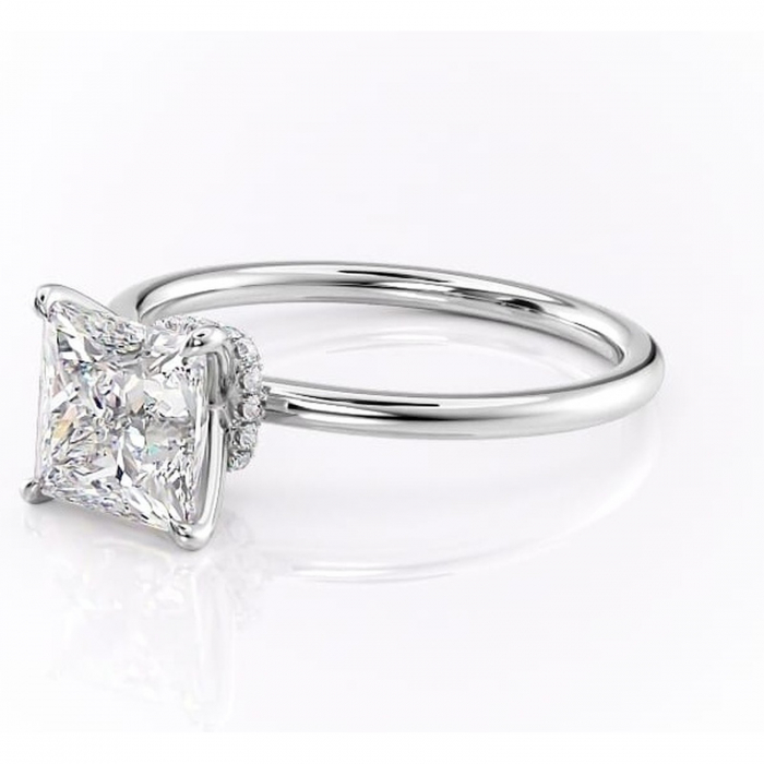 Inel de logodnă Ophelia din aur Alb 14kt cu moissanite tăietură princess – Solitar rafinată pentru profil înalt | Personalizează și configurează gratuit online [7]