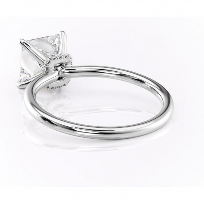 Inel de logodnă Ophelia din aur Alb 14kt cu moissanite tăietură princess – Solitar rafinată pentru profil înalt | Personalizează și configurează gratuit online [4]