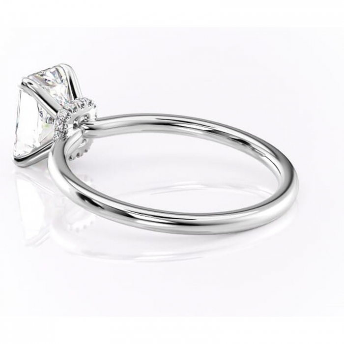 Inel de logodnă Ophelia din aur Alb 18kt cu moissanite tăietură radiantă – Solitar rafinată pentru profil înalt | Personalizează și configurează gratuit online [5]