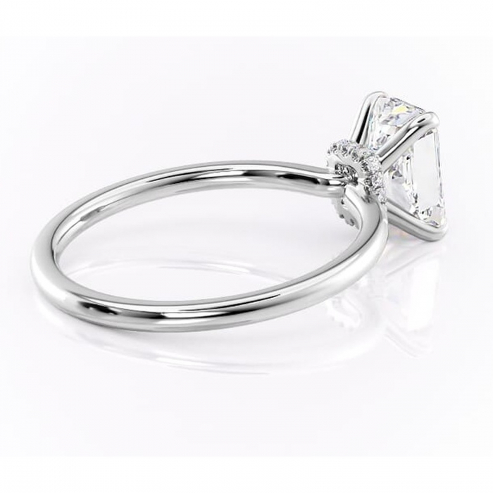 Inel de logodnă Ophelia din aur Alb 18kt cu moissanite tăietură radiantă – Solitar rafinată pentru profil înalt | Personalizează și configurează gratuit online [3]