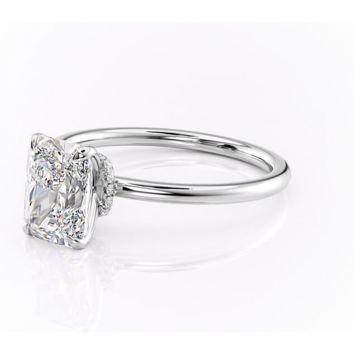 Inel de logodnă Ophelia din aur Alb 18kt cu moissanite tăietură radiantă – Solitar rafinată pentru profil înalt | Personalizează și configurează gratuit online [7]