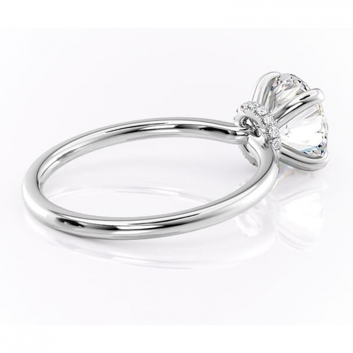 Inel de logodnă Ophelia din aur Alb 14kt cu moissanite tăietură rotundă – Solitar rafinată pentru profil înalt | Personalizează și configurează gratuit online [3]