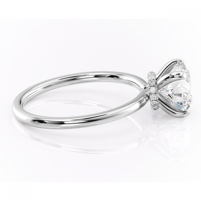 Inel de logodnă Ophelia din aur Alb 14kt cu moissanite tăietură rotundă – Solitar rafinată pentru profil înalt | Personalizează și configurează gratuit online [2]