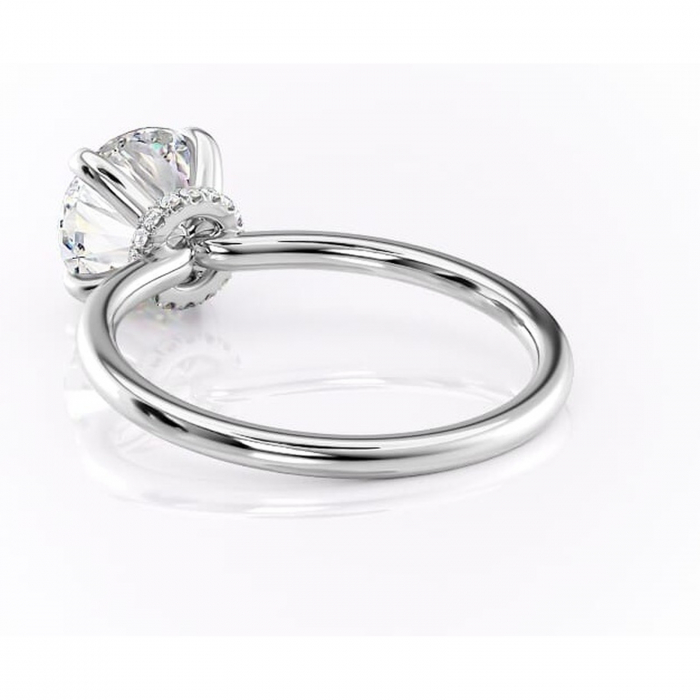 Inel de logodnă Ophelia din aur Alb 14kt cu moissanite tăietură rotundă – Solitar rafinată pentru profil înalt | Personalizează și configurează gratuit online [4]