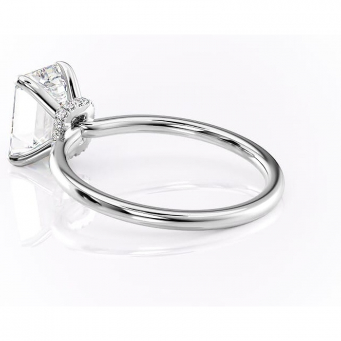 Inel de logodnă Ophelia din aur Alb 14kt cu moissanite tăietură smarald – Solitar rafinată pentru profil înalt | Personalizează și configurează gratuit online [5]