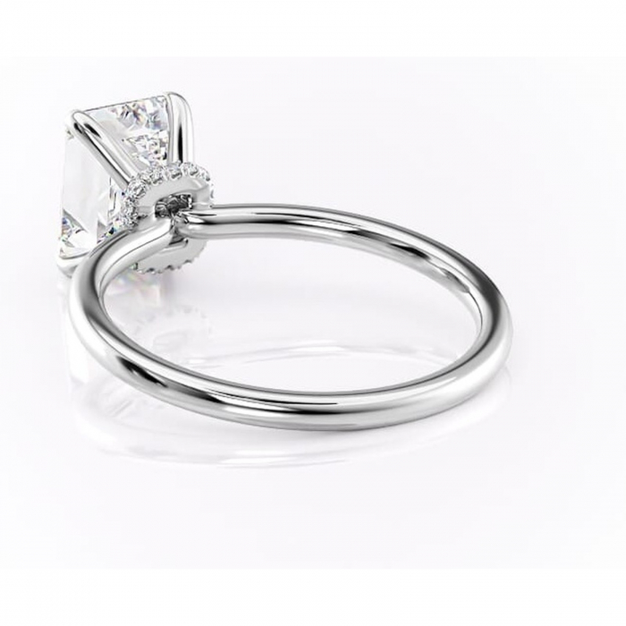 Inel de logodnă Ophelia din aur Alb 14kt cu moissanite tăietură smarald – Solitar rafinată pentru profil înalt | Personalizează și configurează gratuit online [4]