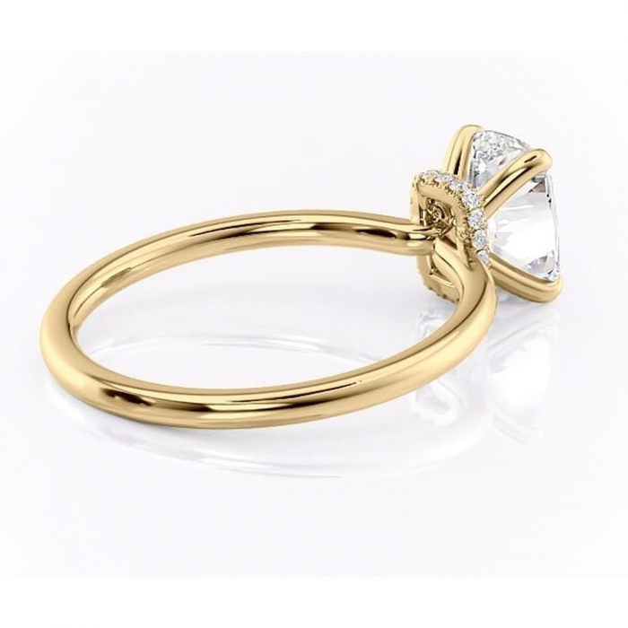 Inel de logodnă Ophelia din aur Galben 14kt cu moissanite tăietură asscher – Solitar rafinată pentru profil înalt | Personalizează și configurează gratuit online [3]