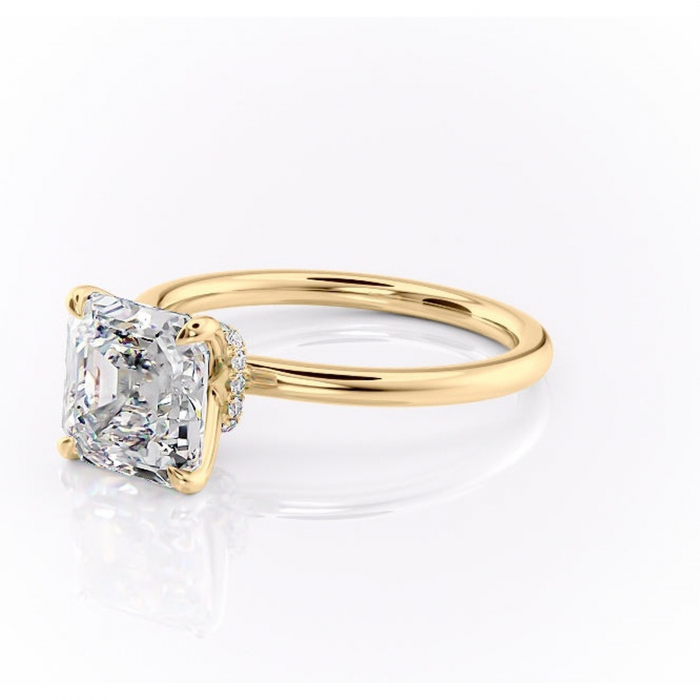 Inel de logodnă Ophelia din aur Galben 14kt cu moissanite tăietură asscher – Solitar rafinată pentru profil înalt | Personalizează și configurează gratuit online [7]