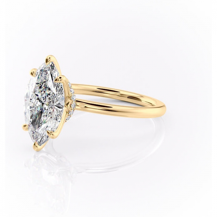 Inel de logodnă Ophelia din aur Galben 14kt cu moissanite tăietură marquise – Solitar rafinată pentru profil înalt | Personalizează și configurează gratuit online [7]