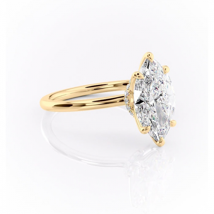 Inel de logodnă Ophelia din aur Galben 14kt cu moissanite tăietură marquise – Solitar rafinată pentru profil înalt | Personalizează și configurează gratuit online [1]