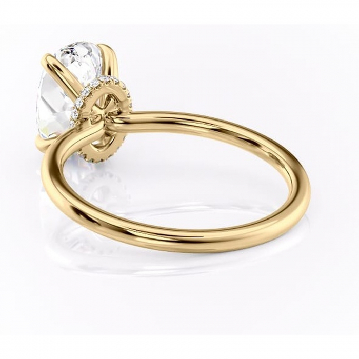 Inel de logodnă Ophelia din aur Galben 18kt cu moissanite tăietură ovală – Solitar rafinată pentru profil înalt | Personalizează și configurează gratuit online [4]
