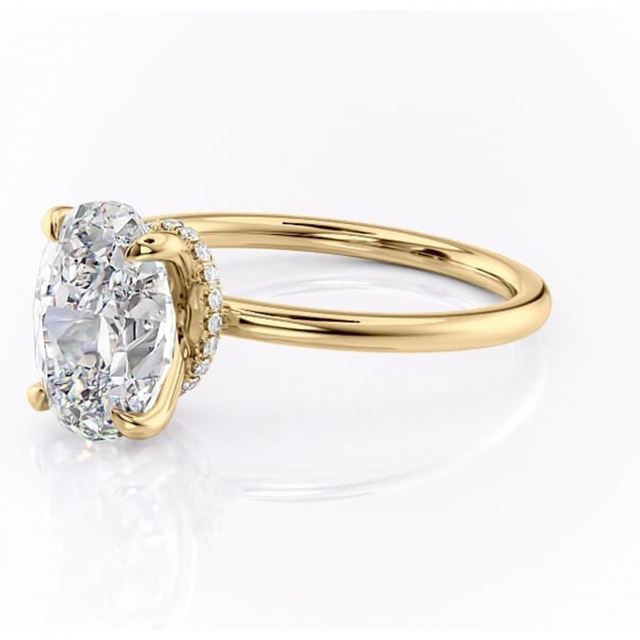 Inel de logodnă Ophelia din aur Galben 18kt cu moissanite tăietură ovală – Solitar rafinată pentru profil înalt | Personalizează și configurează gratuit online [7]