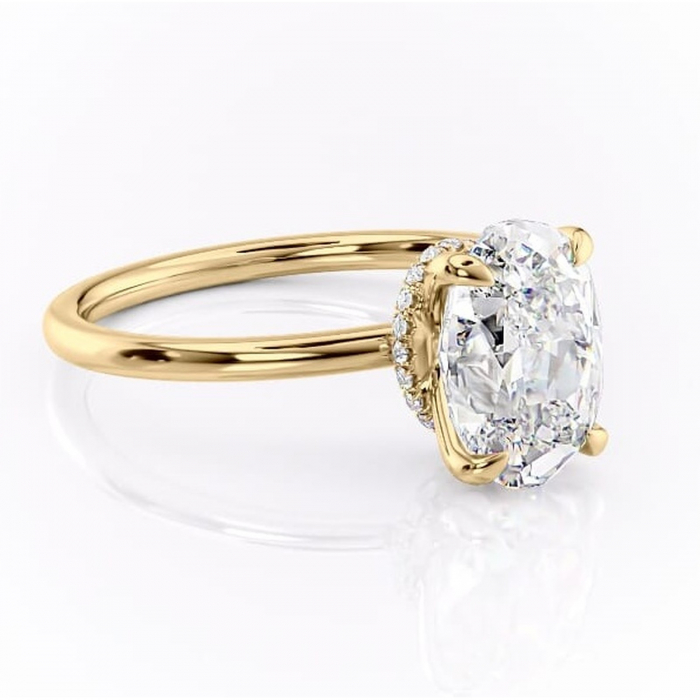 Inel de logodnă Ophelia din aur Galben 18kt cu moissanite tăietură ovală – Solitar rafinată pentru profil înalt | Personalizează și configurează gratuit online [1]