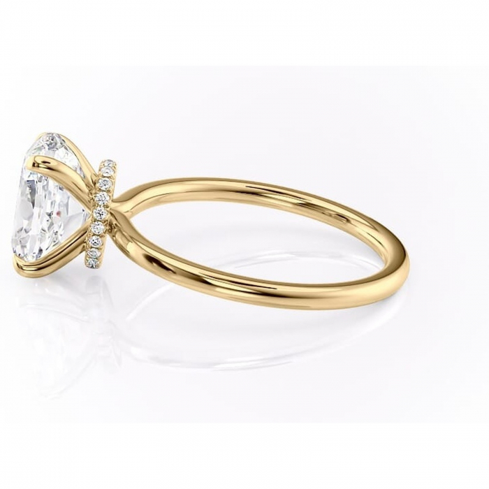 Inel de logodnă Ophelia din aur Galben 18kt cu moissanite tăietură ovală – Solitar rafinată pentru profil înalt | Personalizează și configurează gratuit online [6]