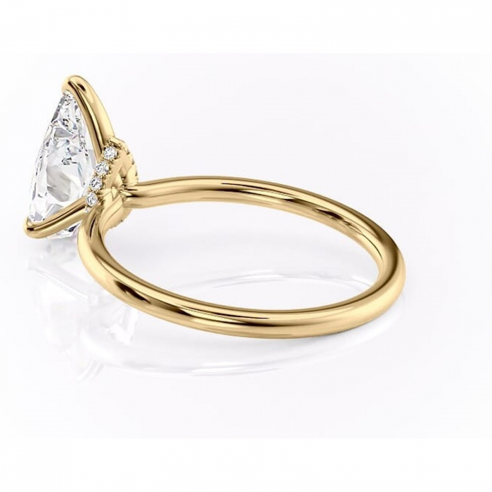 Inel de logodnă Ophelia din aur Galben 14kt cu moissanite tăietură pară – Solitar rafinată pentru profil înalt | Personalizează și configurează gratuit online [5]