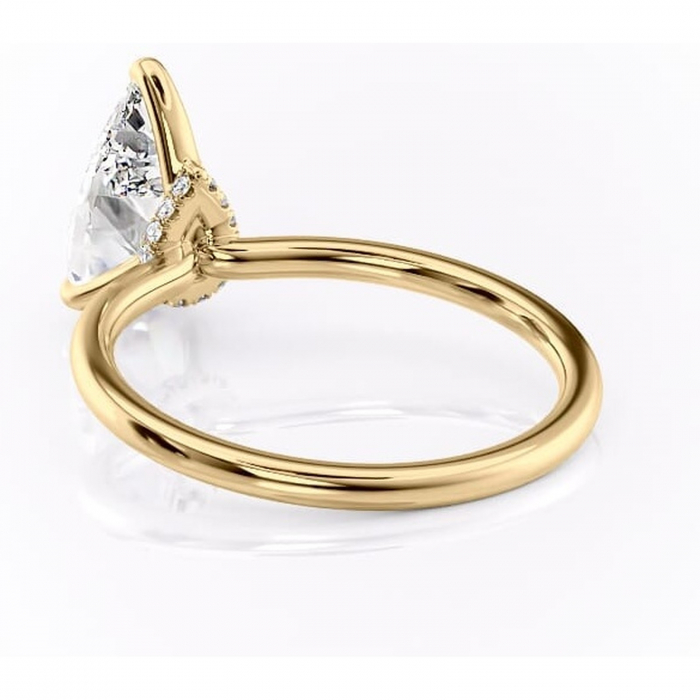 Inel de logodnă Ophelia din aur Galben 14kt cu moissanite tăietură pară – Solitar rafinată pentru profil înalt | Personalizează și configurează gratuit online [4]