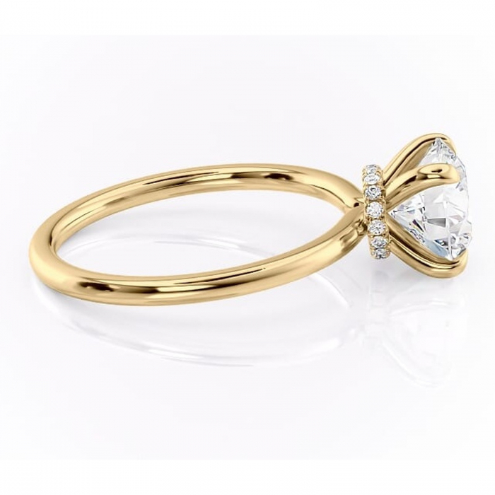 Inel de logodnă Ophelia din aur Galben 14kt cu moissanite tăietură rotundă – Solitar rafinată pentru profil înalt | Personalizează și configurează gratuit online [2]