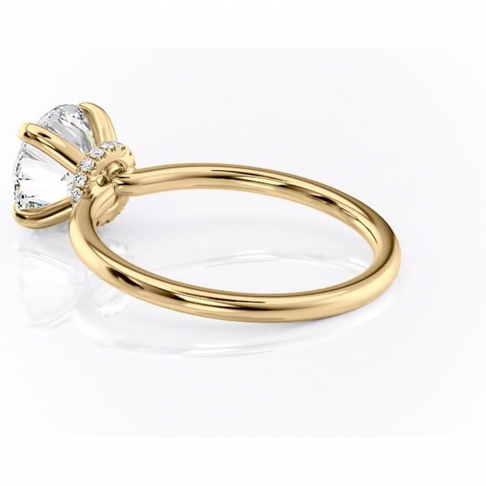 Inel de logodnă Ophelia din aur Galben 14kt cu moissanite tăietură rotundă – Solitar rafinată pentru profil înalt | Personalizează și configurează gratuit online [5]
