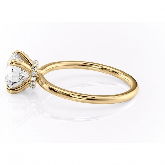 Inel de logodnă Ophelia din aur Galben 14kt cu moissanite tăietură rotundă – Solitar rafinată pentru profil înalt | Personalizează și configurează gratuit online [6]