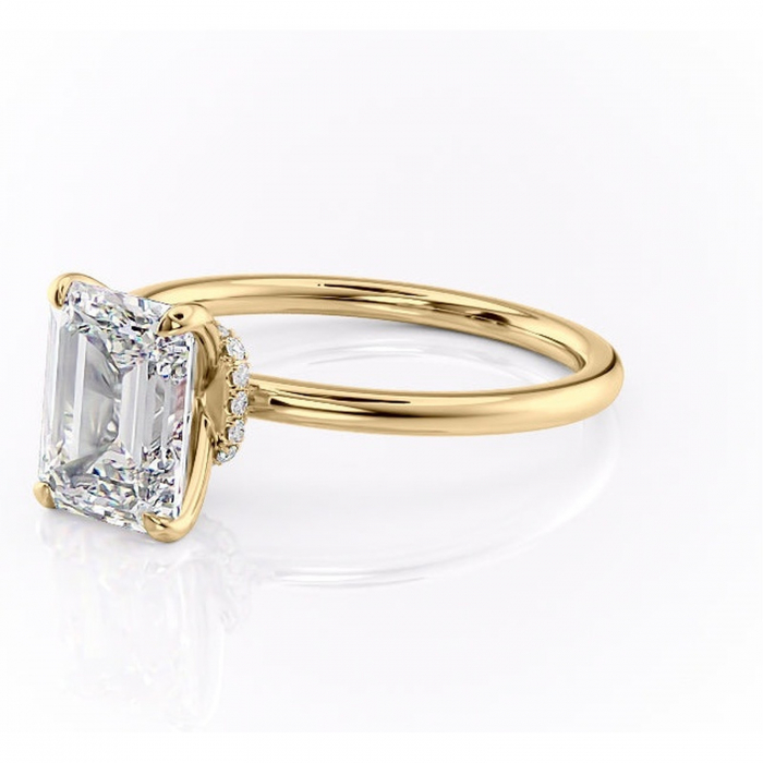 Inel de logodnă Ophelia din aur Galben 14kt cu moissanite tăietură smarald – Solitar rafinată pentru profil înalt | Personalizează și configurează gratuit online [7]