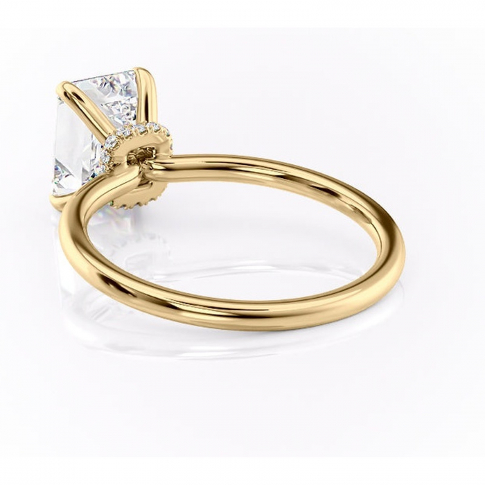 Inel de logodnă Ophelia din aur Galben 14kt cu moissanite tăietură smarald – Solitar rafinată pentru profil înalt | Personalizează și configurează gratuit online [4]