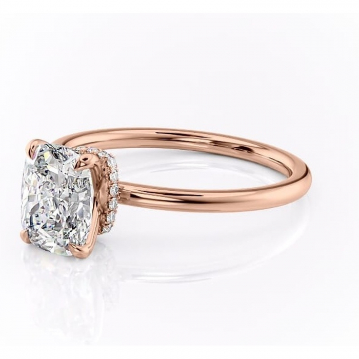 Inel de logodnă Ophelia din aur Rose 14kt cu moissanite tăietură asscher – Solitar rafinată pentru profil înalt | Personalizează și configurează gratuit online [7]