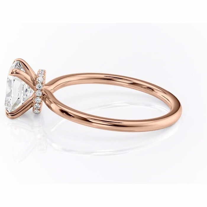 Inel de logodnă Ophelia din aur Rose 14kt cu moissanite tăietură asscher – Solitar rafinată pentru profil înalt | Personalizează și configurează gratuit online [6]